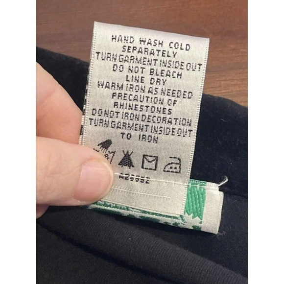 Quacker Factory Medium Rhinestone Rose Embroidered Black Velvet Shacket Top VTG - Picture 10 of 11